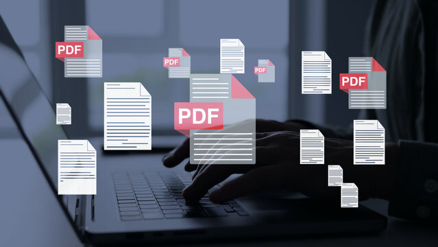 PDF document icon representing file sharing, cloud storage, digital workflow, business reporting, secure access, electronic paperwork, data organization and modern technology use.	
