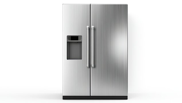 Modern Stainless Steel Side-by-Side Refrigerator with Water Dispenser.