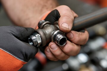 Fototapeta premium Mechanic's Hands Assembling Durable Metal Universal Joint Component for Automotive Repair and Maintenance
