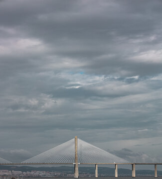 Vasco da Gama Bridge under an overcast sky
