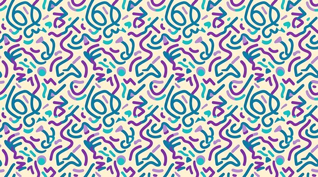 Abstract hand drawn doodle seamless pattern in retro style