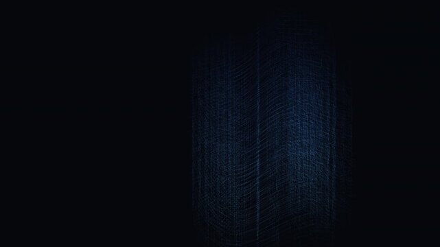 seamlessly looping abstract visual system featuring a blue wireframe lattice of nodes and connected lines that continuously morphs through wave, radial, and cubic geometric configurations.