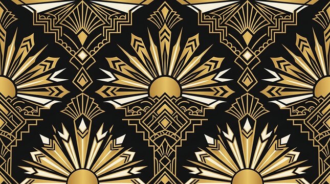 Luxurious gold and black geometric art deco pattern