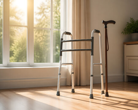Walking cane and lightweight walking frame