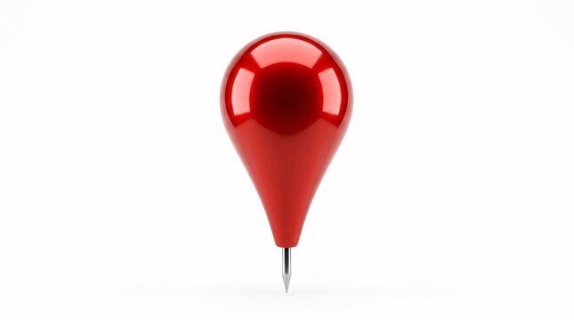 Glossy red map pin location pointer icon isolated on a white background