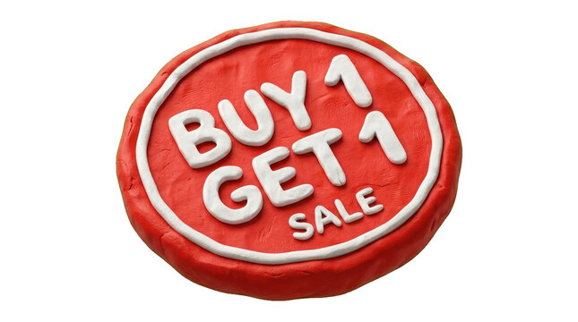 Buy One Get One Sale Clay Badge Isolated