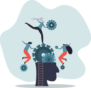Brainstorm for business solution, teamwork or mindset to success, wisdom, human life and situation.vector illustration.