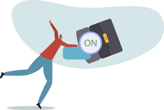 Turn on switch, paradigm shift or change to be better status, start or begin business,human life and situation.vector illustration.