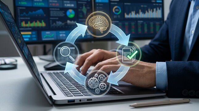 Business process improvement cycle, continuous process improvement, data analysis decision making, automation workflow, digital transformation strategy for continuous improvement, OODA and PDCA cycles