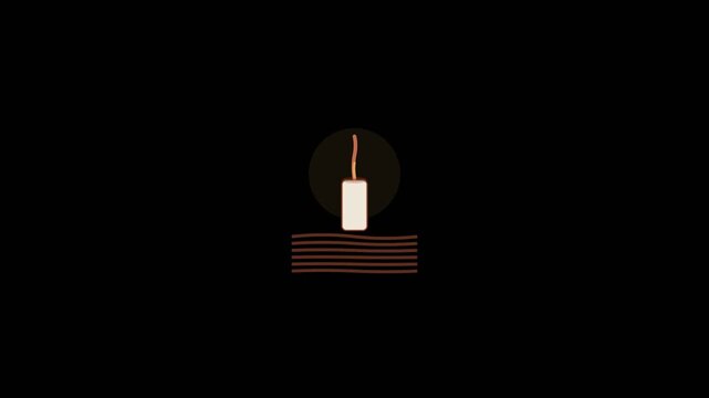 Autumn candle with flickering flame animation, transparent background cozy fall decoration motion graphics overlay, seamless loop warm seasonal element with alpha channel