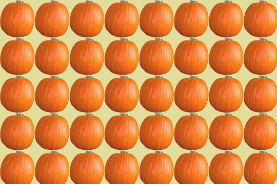 Ripe pattern of orange pumpkin on yellow,ready to cooking