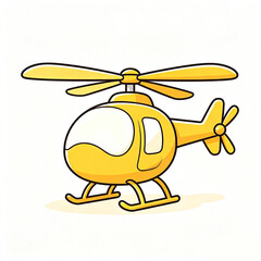 Cartoon or vector-style illustration of a helicopter in yellow against a white background © cak