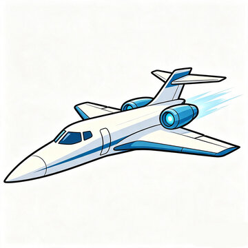 Illustration of a private jet in a cartoon or vector style, set against a white background
