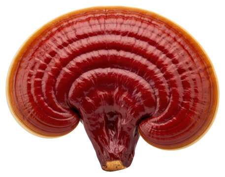 Red Reishi mushroom Lingzhi Ganoderma lucidum cutout on transparent background