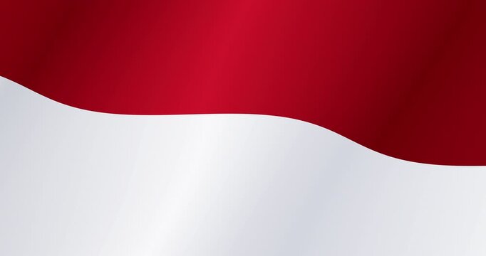Abstract 4K seamless loop motion background featuring a waving Indonesian red and white flag vector ripple for Independence Day celebrations and official government events.