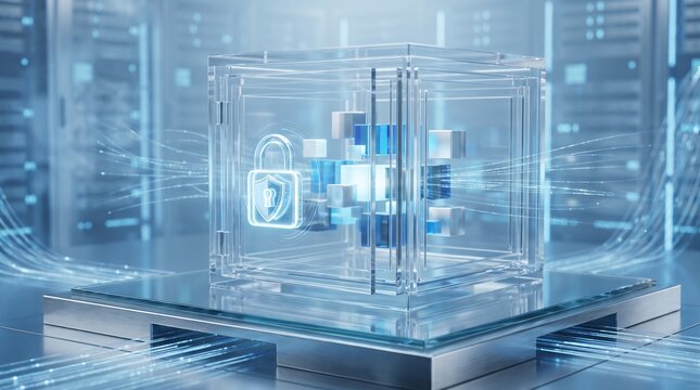 Digital Vault and Secure Data Storage Cybersecurity Concept