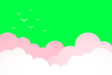 Fototapeta premium Vibrant clouds and birds illustration