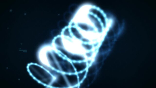 Glowing Blue Dna Double Helix Hologram Rotating in Seamless Digital Loop