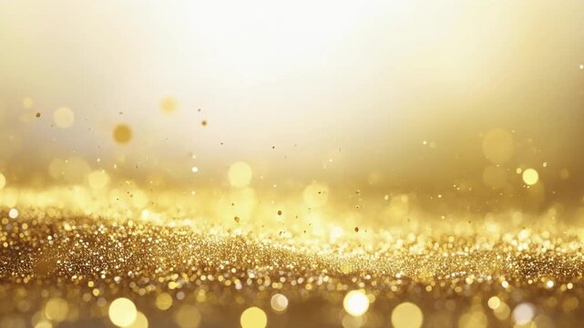 Rising Golden Glitter Particles and Floating Dust Seamless Loop Motion Background Video - Luxury Bokeh Light Landscape for Copy Space , stage presentation