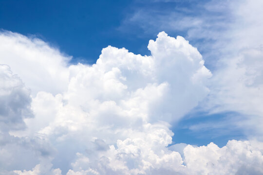 Natural Blue Sky with White Cumulus Clouds
