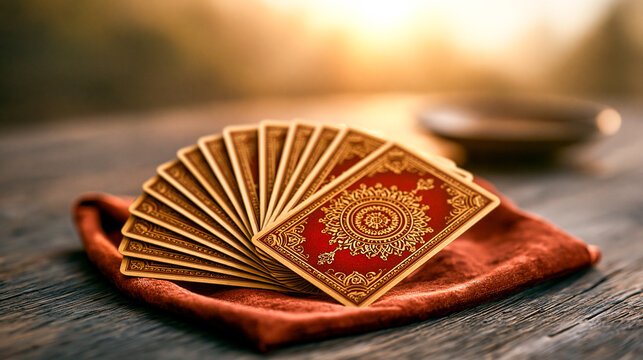 Tarot Cards Fanned on Velvet Fortune Telling 4K