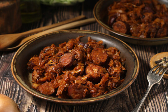 A bowl with traditional cabbage dish of Poland Bigos