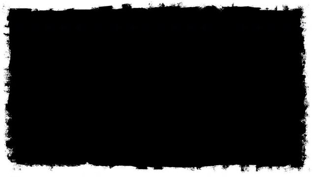 White grunge brush frame border overlay animation, 4K alpha channel