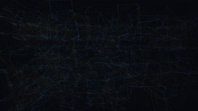 seamless procedural motion background featuring connected points and glowing lines evolving through topographic strata, geometric lattices, and cellular clusters over a dark slate space.