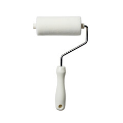 Fototapeta premium Simple white paint roller with handle for wall and surface coating projects