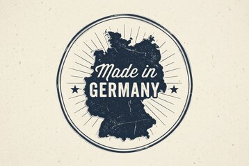 Obraz premium Vintage Made in Germany Stamp with Map Silhouette on Textured Paper Background for Commercial Use