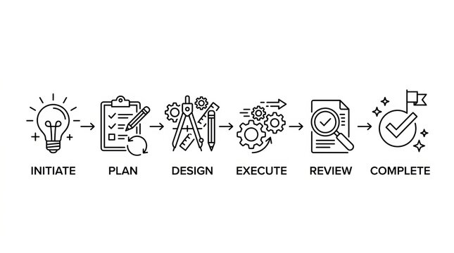 Creative Process Flowchart Illustrating Steps from Idea to Completion.