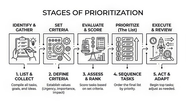Illustrated Stages of Task Prioritization and Workflow Management Process.
