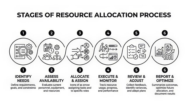 Illustrated Stages of Resource Allocation Process in Business Management.
