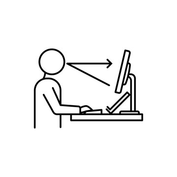 Line art icon showing a document holder placed directly between the monitor and keyboard for optimal viewing. 