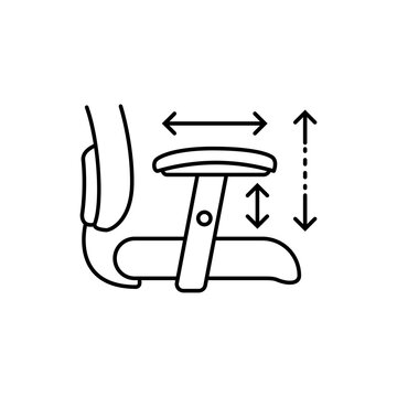 Minimal line icon showing vertical and horizontal directional adjustment arrows on an office chair armrest.