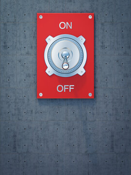 Red flip switch, on, off, 3D Rendering