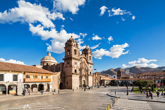 Peru, Cusco, Plaza de Armas and Jesuit Church