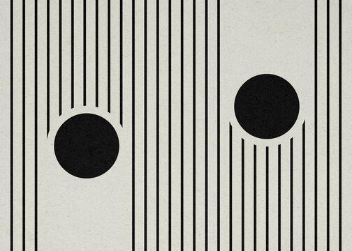 Abstract geometric illustration with black dots and vertical lines