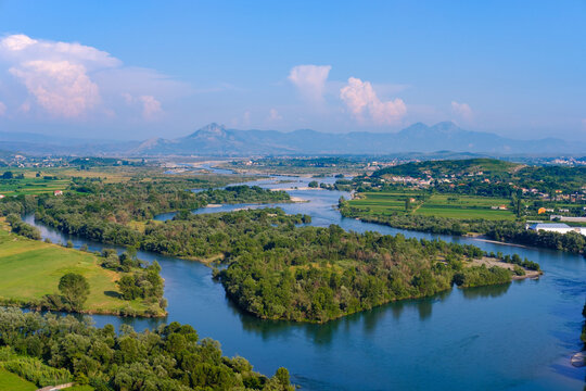 Albania, Shkoder, Drin and Kir rivers, View from Rozafa Castle