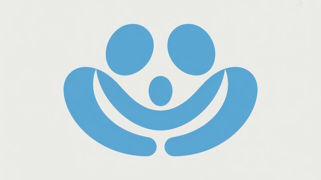 Stylized blue icon of a family hug