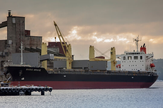 Basic Brave IMO 9473690 docked at YARA Port Porsgrunn Norway (Vessel Now Renamed To Nord Brave)