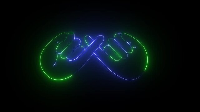 glowing neon Pinky swear icon isolated on black background. friendship and loyalty icon featuring promise gesture symbols and friendship commitment concepts. 4k video animation