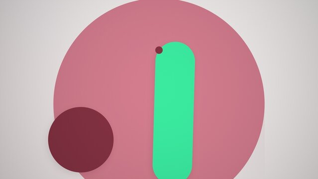 Abstract geometric shapes with pink, green, and burgundy circles