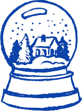 Vintage hand drawn crayon doodle snowball. Traditional Christmas sketch ornament. Holiday isolated vector illustration.