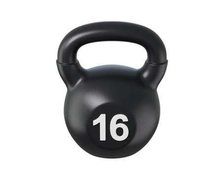 3d Black kettlebell for strength training, home workouts, CrossFit, weightlifting, cardio fitness, and full-body muscle conditioning. 3d render
