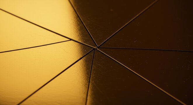 Abstract golden surface reflecting a fragmented self-image, symbolizing identity exchanged for financial gain or commercial value or worth ,illusion ,abstract art ,mirror