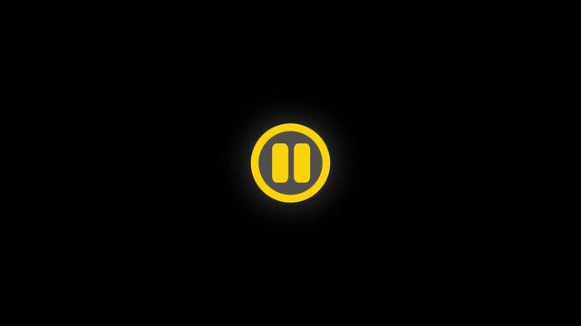 Cursor arrow clicking play and pause button with alpha channel. Mouse pointer click media player icon animated on transparent background 4k video.