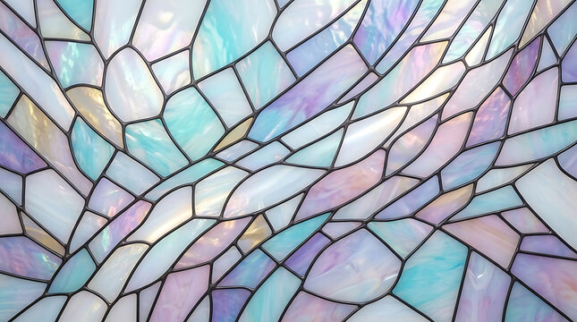Abstract stained glass pattern with pastel colorful shapes