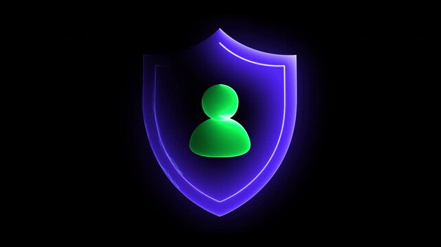 Purple privacy shield for cybersecurity and user identity protection animation on transparent background

