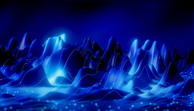 3D Blue Network Landscape